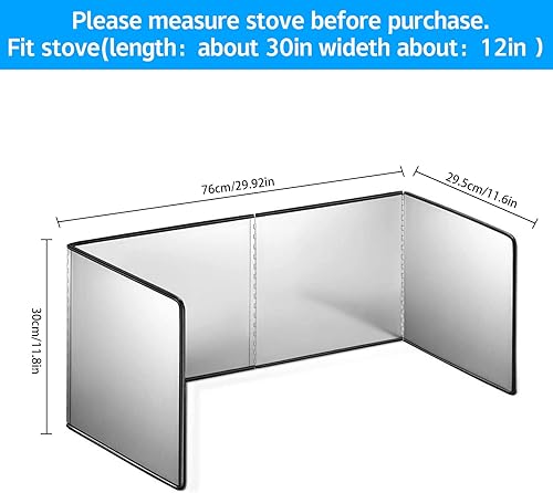 Miniatura 5 de Protector contra salpicaduras de 4 lados para freír estufa, pantallas de salpicaduras de acero inoxidable para malla fina contra salpicaduras de