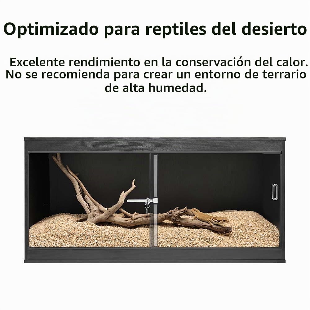 unipaws Tanque de reptiles de 110 galones para lagartos, jaula de dragón barbudo | Apilables, puertas correderas de vidrio, puerto de cable, terrario negro grande con cerradura