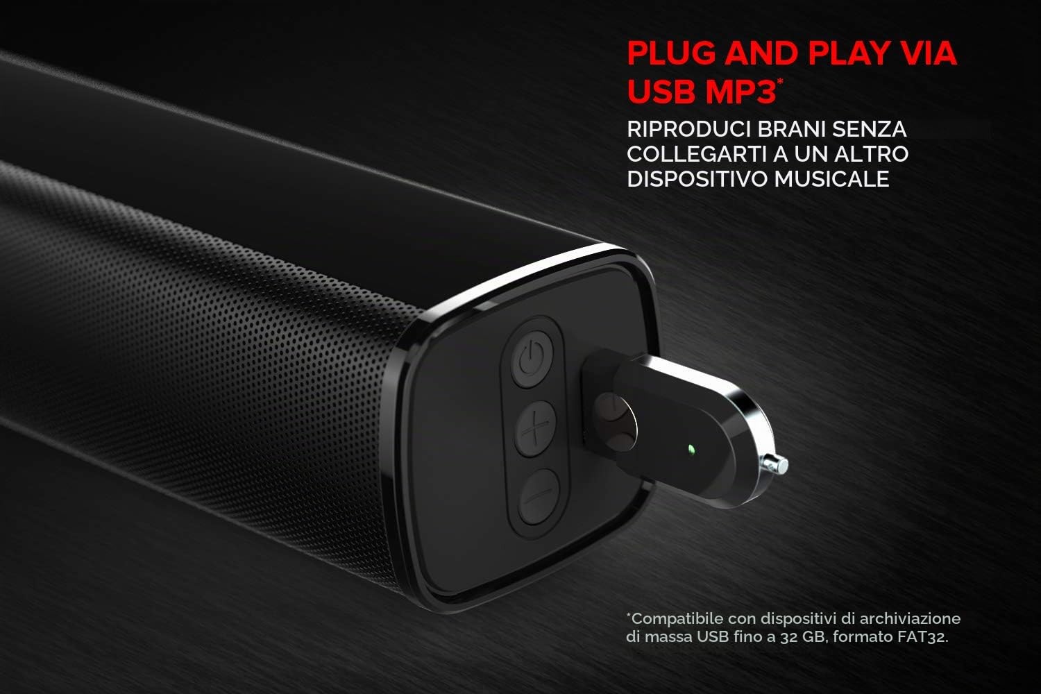 CREATIVE Soundbar Stage under-monitor a 2.1 canali con subwoofer per TV, computer e schermi ultrawide, Bluetooth/ingresso ottico/TV ARC/ingresso AUX, telecomando e kit per montaggio a parete