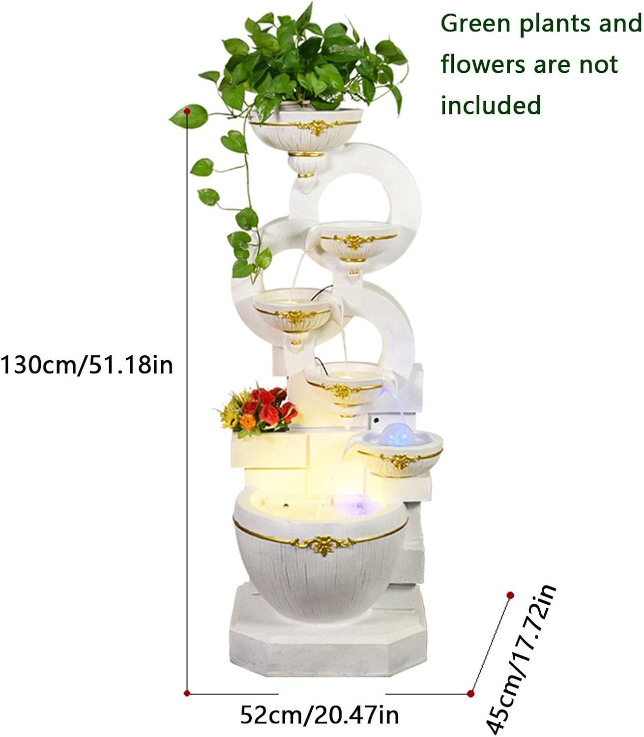 Floor Water Fountain Outdoor Water Fountains Decor Resin Indoor Fountain for Garden, Floor Patio, Deck, Porch, Backyard and Home Art Decor Water Fountain Garden Waterfall (Yellow,Yellow-a