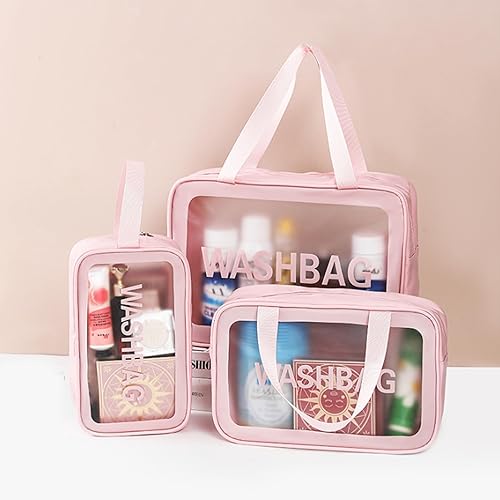 Miniatura 4 de patmatfr Neceser de viaje de 3 piezas para mujer y hombre, organizador de viaje cosmético impermeable translúcido, accesorios de aseo para artículos
