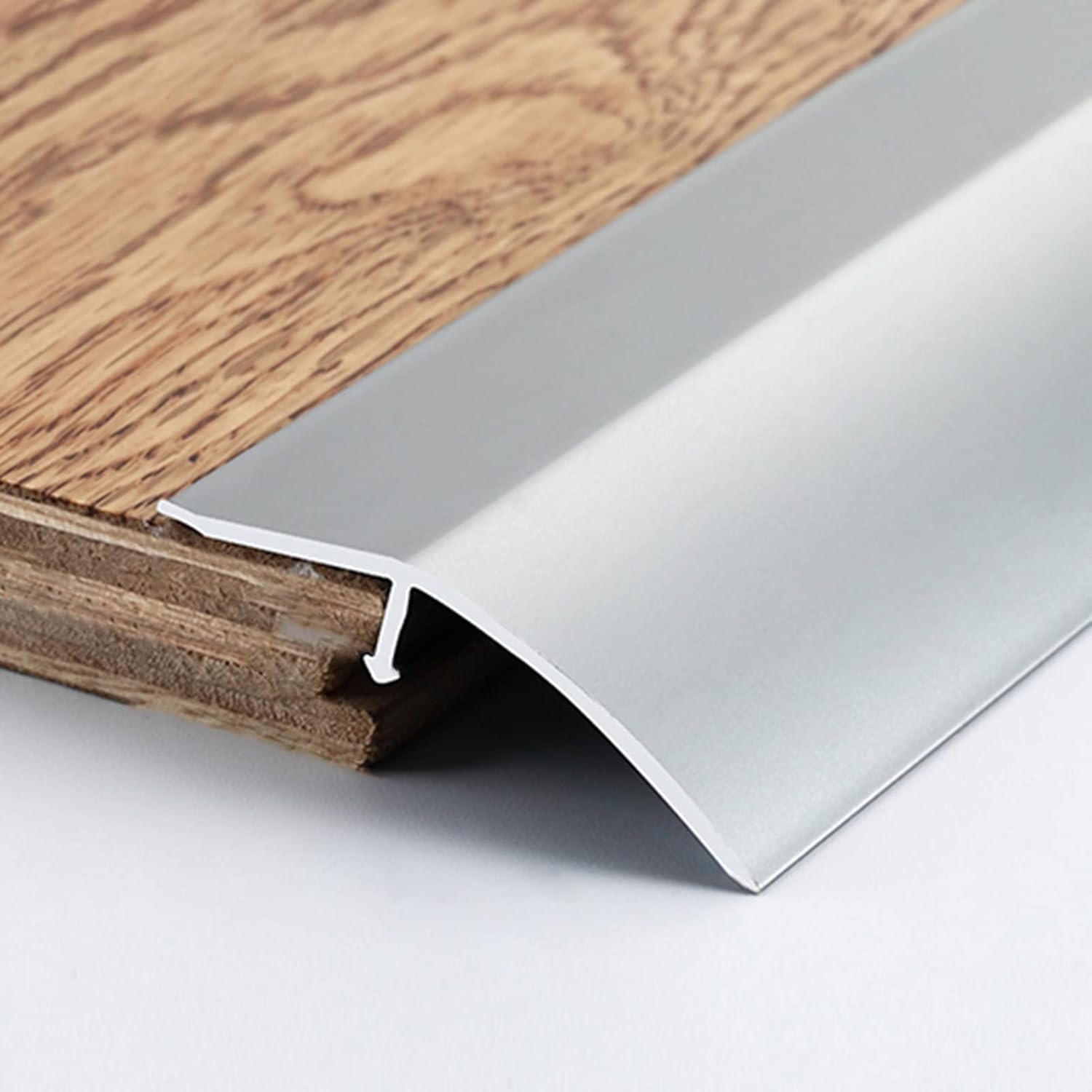 REMYS Doorway Uneven Floor Transition Strip, Metal Floor Threshold Strip Interior Carpet Edge Transition Bars Decorative Wood/Vinyl Floor Covering for Carpet Floor Easy Installation (Color : Silver)