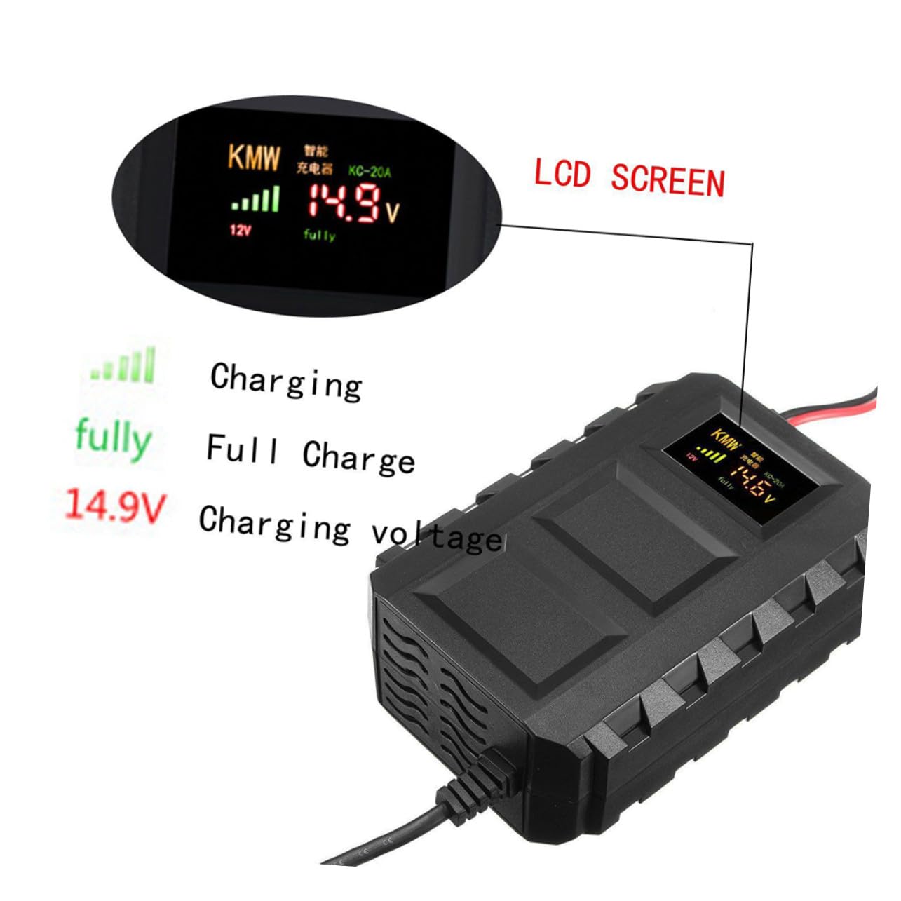 POPETPOP Chargeur Batterie Auto Compact avec Protections Multiples Compatible Batteries Acides pour et Voitures Charge Sécurisée et Stable