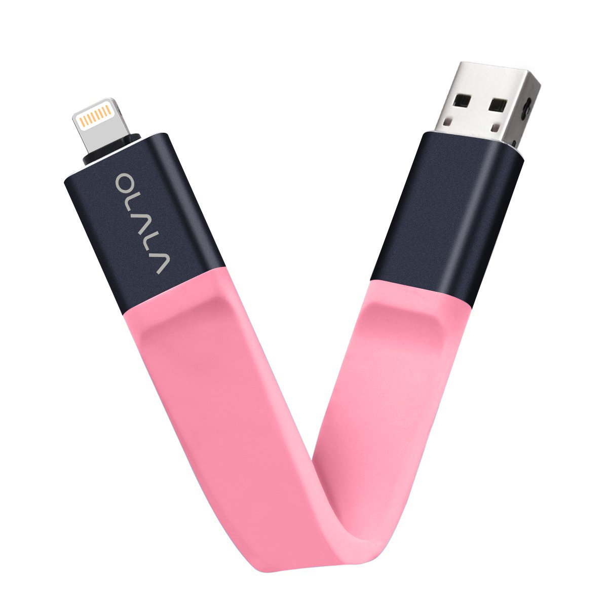 iPhone iPad Flash Drive USB 3.0 32GB Charging Cable, OLALA ID200 Jump Thumb Pen Drive with Extended MFi Lightning Connector for iPod iOS Windows Mac, Memory Stick Expansion External Storage (Pink)