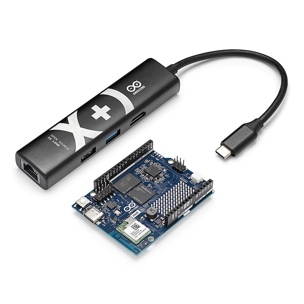 Kit Arduino UNO Q 4GB AI Board + Hub USB-C 8-in-1 con HDMI, Ethernet, porte USB, SBC Linux
