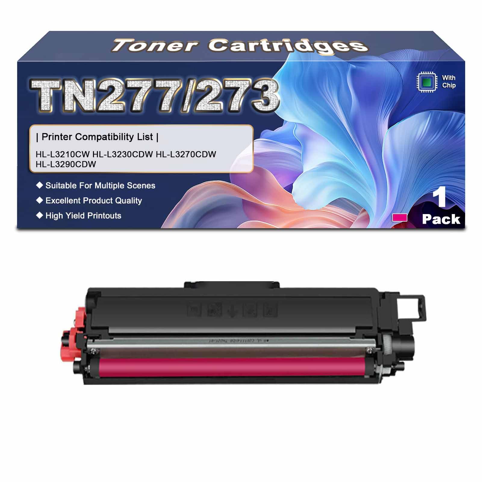 TN277 TN273 TN-277 TN-273 Toner Cartridge High Yield Replacement for Brother HL-L3210CW HL-L3230CDW HL-L3270CDW HL-L3290CDW Printers, 3,000 Black Pages 2,300 Color Pages Magenrta