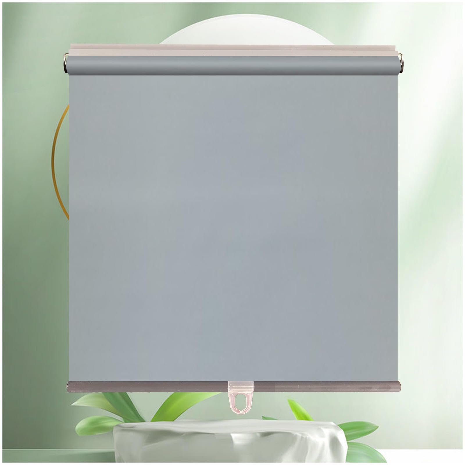 Sonakia Grey Sunshade Roller Blinds, 99% Blackout Roller Shades, Self-Retracting Blackout Curtains, Window Roll Up Blinds No Drilling, Temporary Privacy Blinds,-150X180cm/59 * 71In
