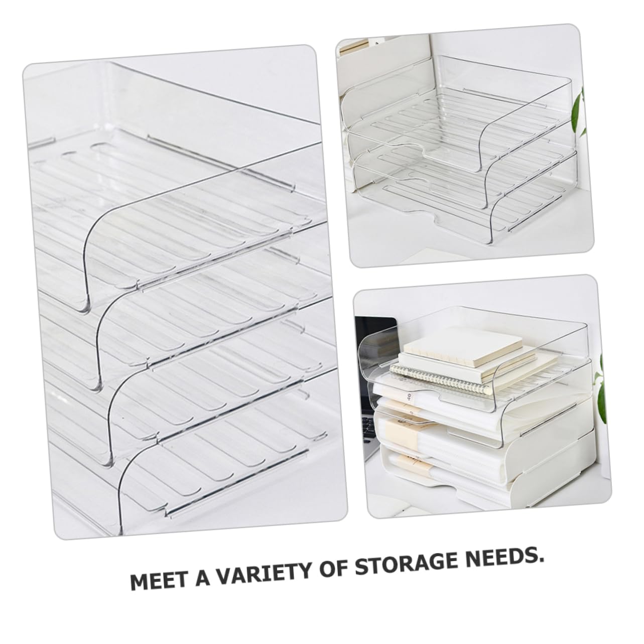 Stapelbarer Schreibtisch Aktenorganizer 4 Stück Pet für Büroablagen | Papierorganizer, Platzsparende Aufbewahrung für Dokumente, Elegantes Design für Büro und Zuhause
