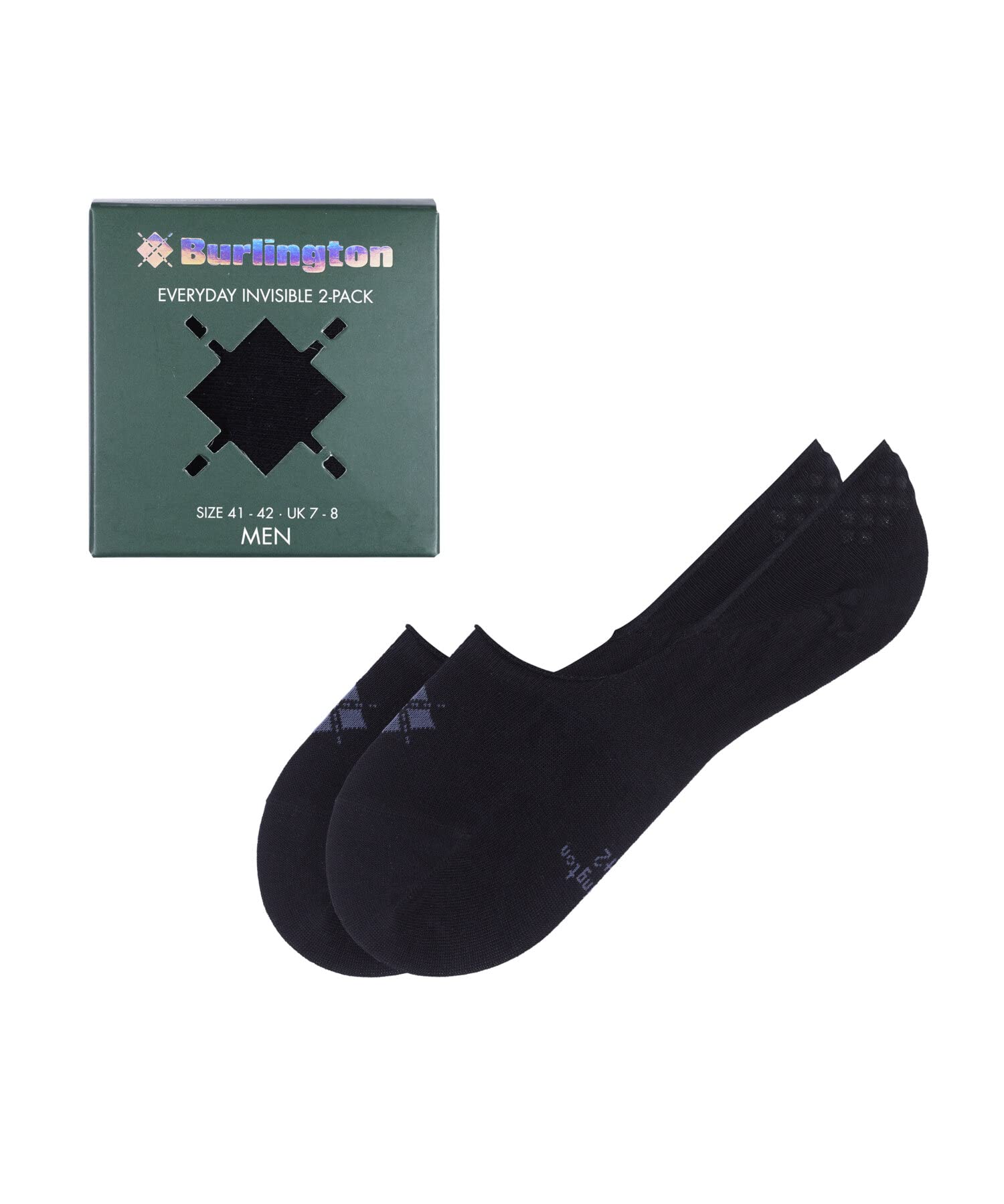 Burlington Men's Everyday Box Multipack M In Cotton No-Show Plain 2 Pairs Liner Socks, Black 3000, 5.5-6.5