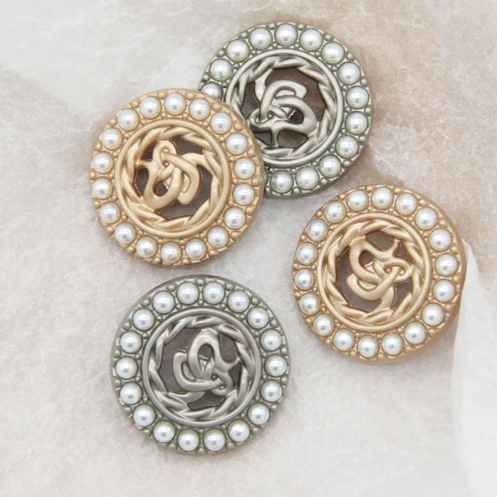 Metalowe guziki do marynarek, Zestaw 10 guzików perłowych w kolorze srebrnym i złotym 18-25 mm(Golden,25mm 10pcs)