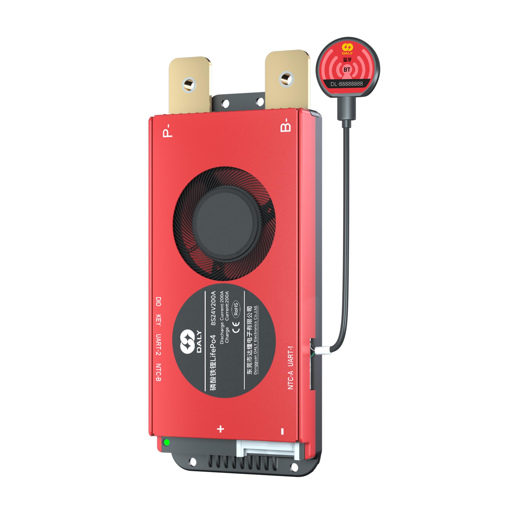 DALY BMS 24V 8S 200A LiFePO4 – Carte de Protection de Batterie Bluetooth Intelligente pour Pack de Batteries au Lithium 24V, Machine Propre, Stockage d'énergie pour Camping Car