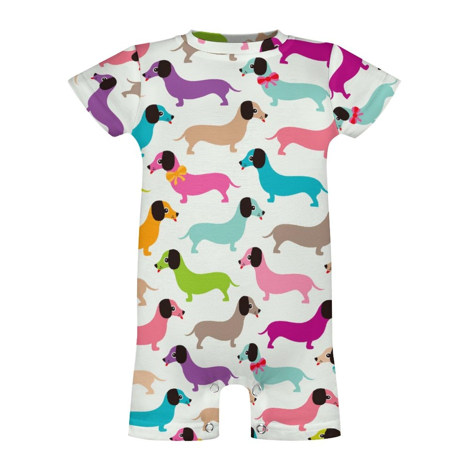 Amazon.co.jp: ベビー服 ダックスフンド 犬柄 カラフル ロンパース 
