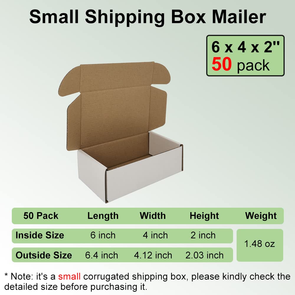 Snapklik.com : Rnisda 50 Pack 6x4x2 Small Shipping Boxes, White ...