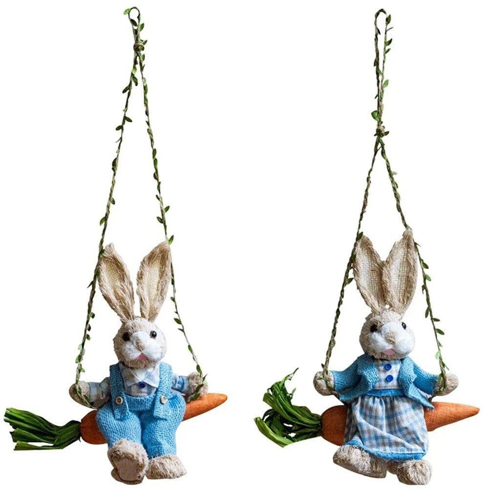 Lapin de Pâques décoration suspendue haut de gamme sculpture animalière de clôture Wudaizhi