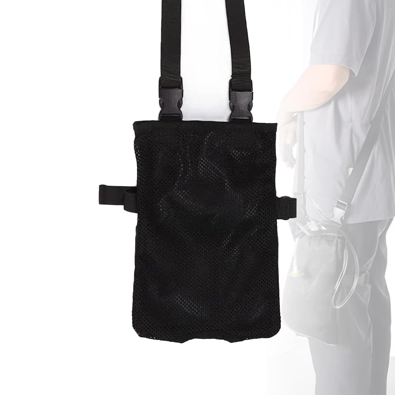 Bolsas para catéter universal, soporte elástico y versátil para catéter de pierna, bolsas de orina para llevar, correa de hombro ajustable y abertura invisible, usable y discreta (Negro)