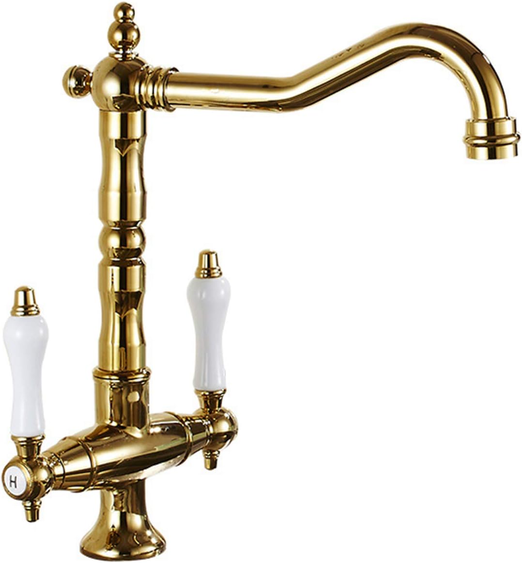 Kitchen Mixer Tap Kitchen Tap, 360 ° Rotating Retro Brass Black Dual