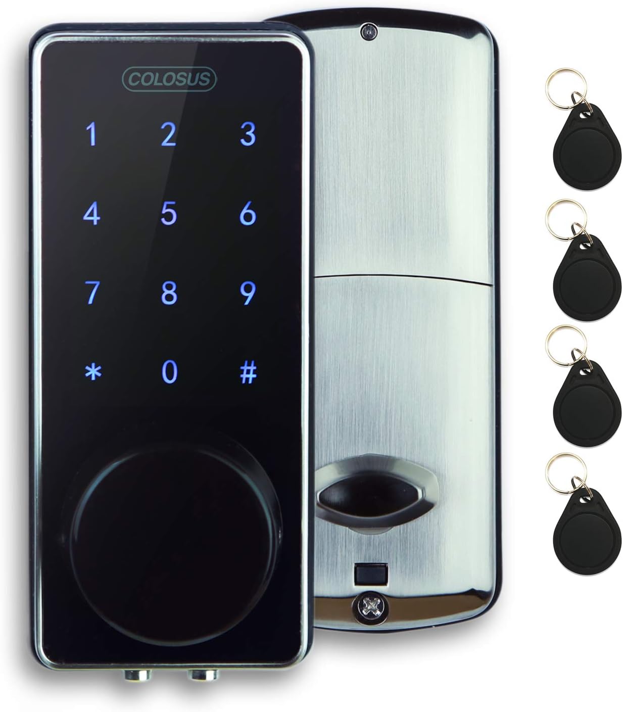 COLOSUS NDL626 Keyless Entry Deadbolt Smart Door Lock with Auto-Lock, Anti-Theft, Touchscreen Keypad– Up to 100 Users – Multiple Codes, 4 Key Fobs, 2 Keys