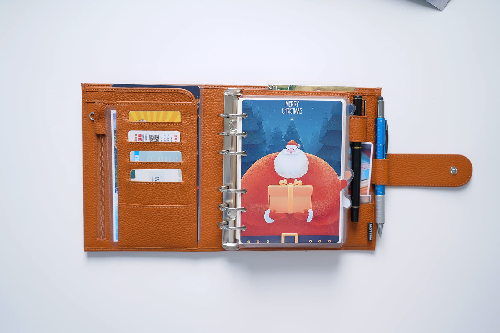 Moterm True-A6 Luxe Ringe Planer - Echtes Leder Binder Organizer (30mm Ring, Kiesel-Gebranntes orange)