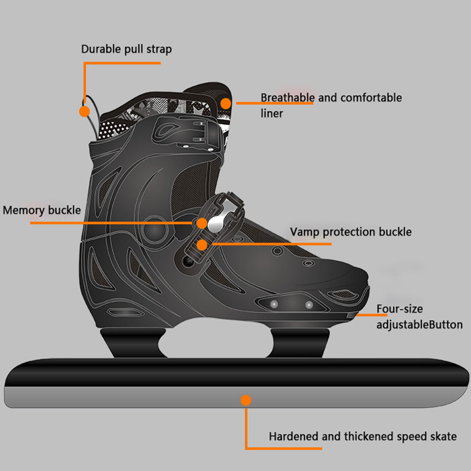 Patines De Hielo,Patines de Hielo Profesionales para Adultos,Ajustable 4 rangos de Tallas,de Bloqueo Push-Lock,Adecuado para Pistas de Patinaje sobre Hielo y Exteriores.