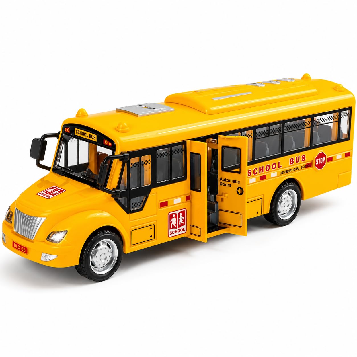 PLUSPOINT Yellow School Bus Toy with Flashing Lights & Sound, Friction Powered School Bus Toy for Kids with Sounds & Lights, Side Door Open, Great Gift Toys for Ages 2-4+ Kids, Boys, Girls-image-34
