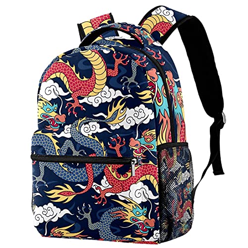 Sac à dos dragon rouge marine idéal pour le campus et les loisirs
