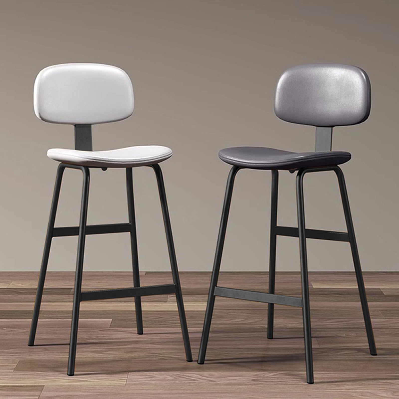 Zestaw stołków barowych o wysokości 1/2/4 z metalową podstawą i oparciem do wyspy kuchennej i restauracji(4PCS Gray,75cm/29.5in)