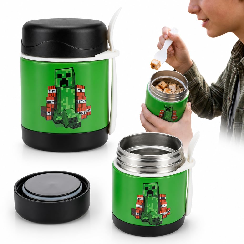 HOX Minecraft Creeper Kids Food Flask 450ml