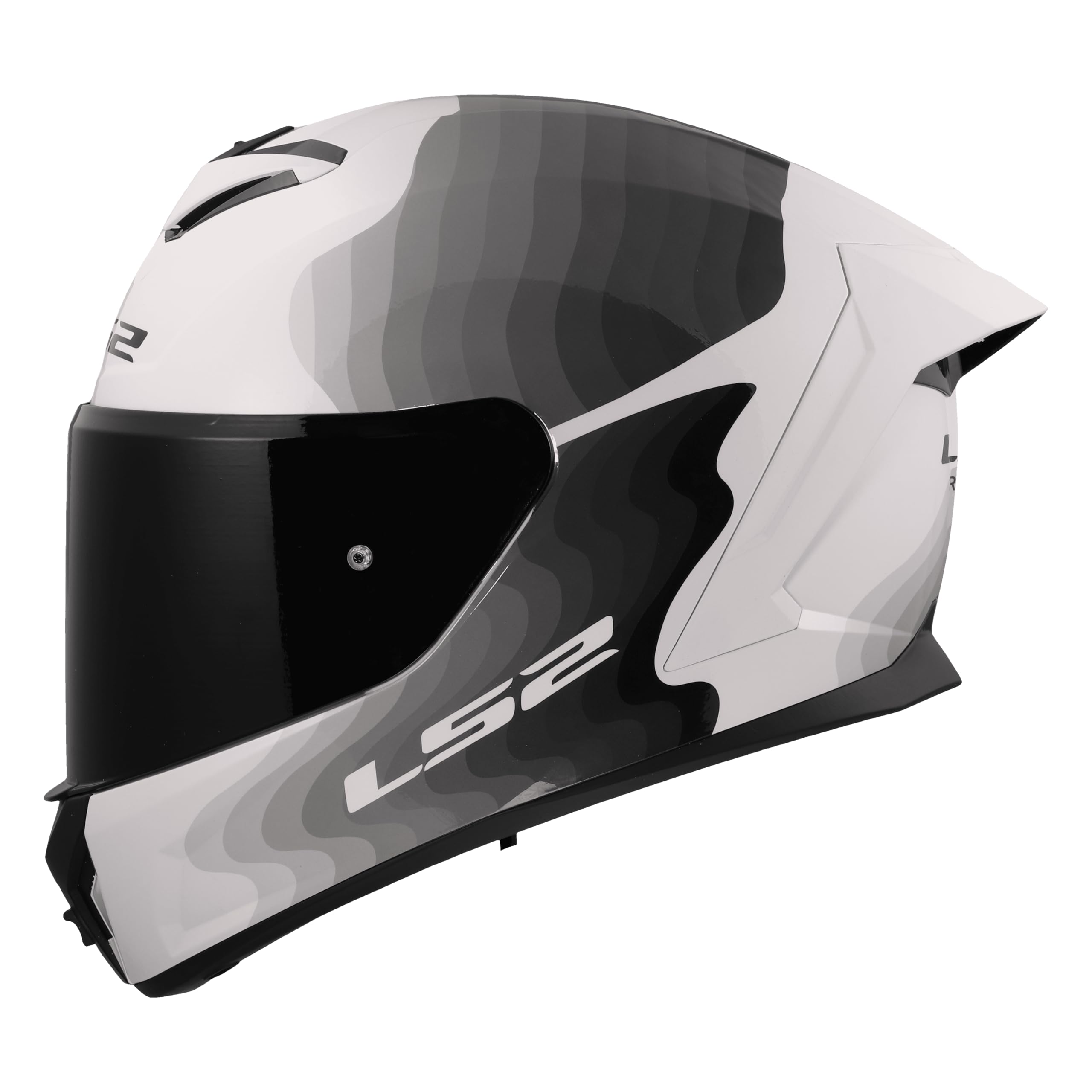 LS2 FF820 Rapid 3 Full Face Motorcycle Crash Helmet - Flow - White Grey - XL (61-62cm)