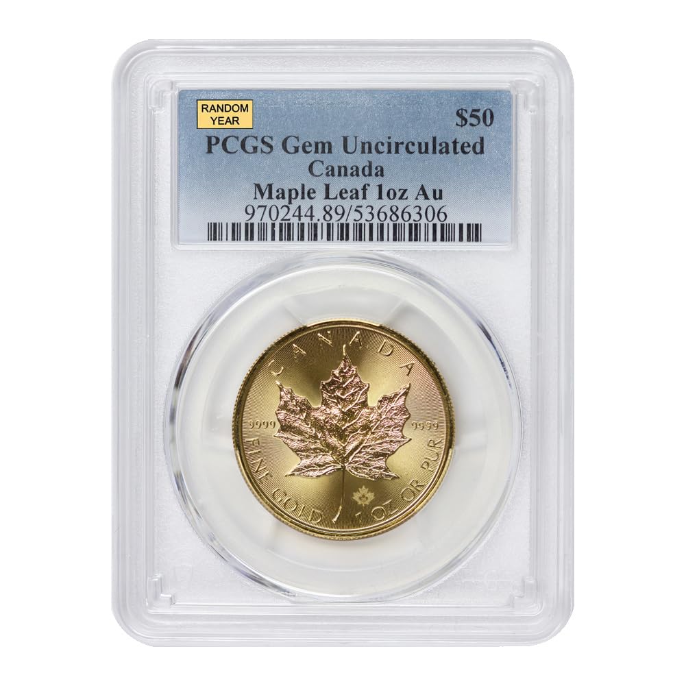 1oz Canadian Gold Maple Leaf Gem Uncirculated 1979 - Present (Random Year) $50 GEMUNC PCGS