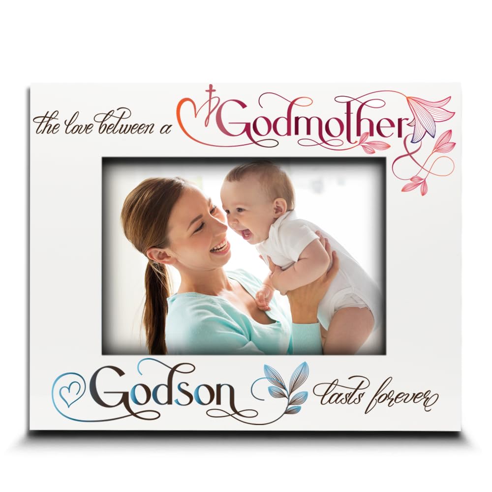 BELLA BUSTA "Love Between a Godmother and Goddaughter-Godson Lasts Forever", Geburtstag, Weihnachten, Hochzeit, Muttertag, Taufe, von Patenkind, UV-Druck-Bilderrahmen (Godson 12,7 x 17,8 cm
