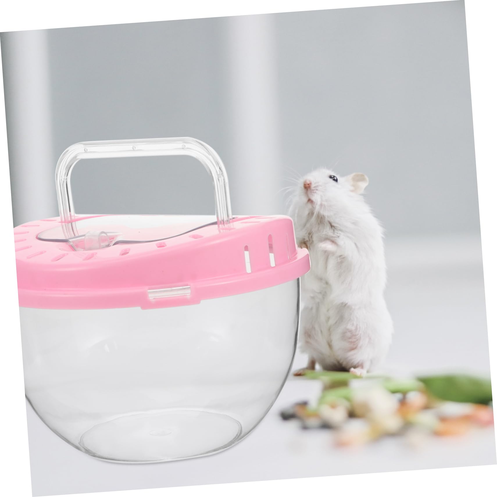 HANABASS Kleiner Transparenter Hamsterkäfig aus Kunststoff mit Belüftung Tragbare Haustier Transportbox für Hamster Meerschweinchen Kleintiere Outdoor Reisebox