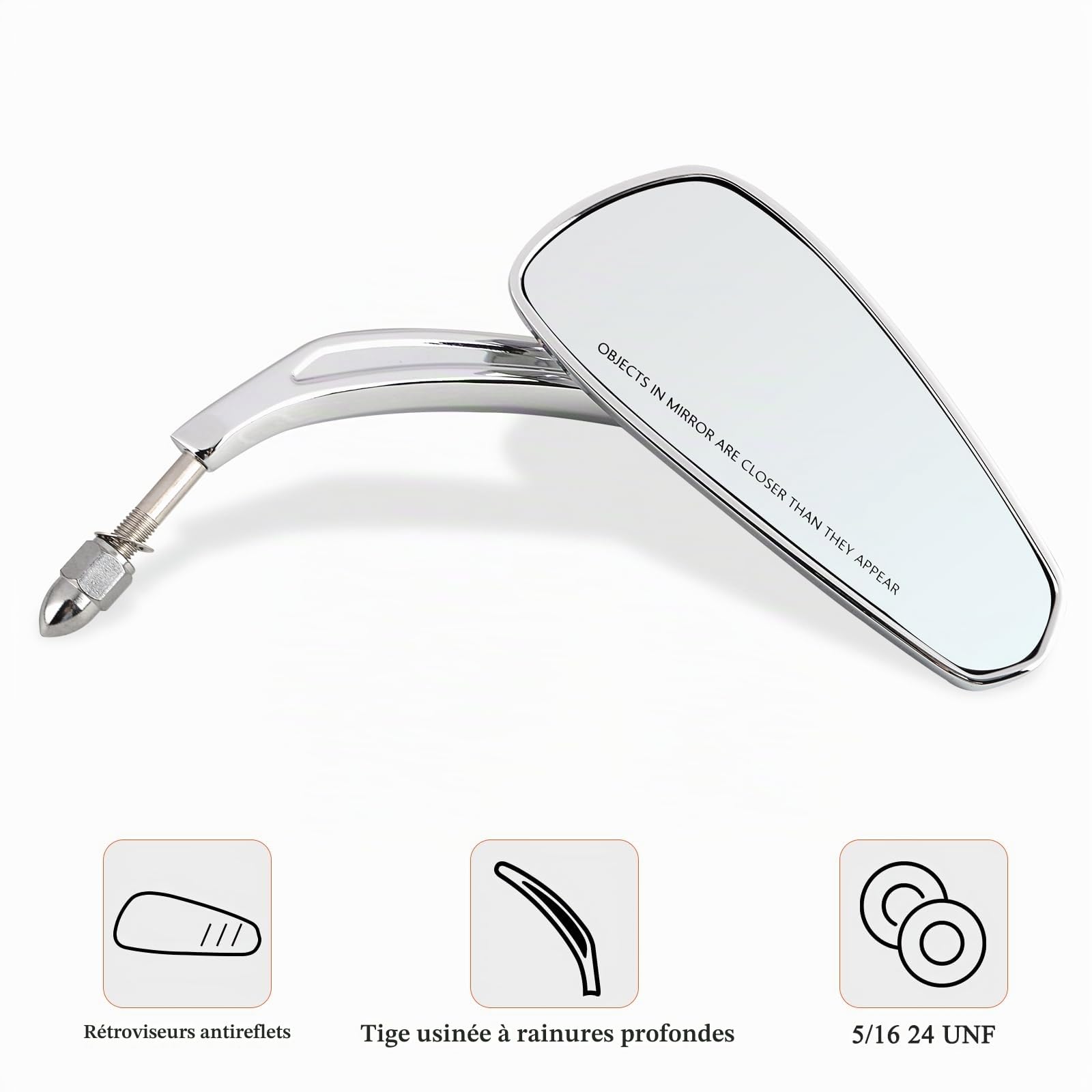 FOVPLUE Handlebar Mount Mirrors, Motorcycle Rearview mirrors for 1982-2024 Harley Models, for CVO Dyna Touring Electra Glide Road Glide Road King Softail Street Glide Sportster 1200 883, Chrome