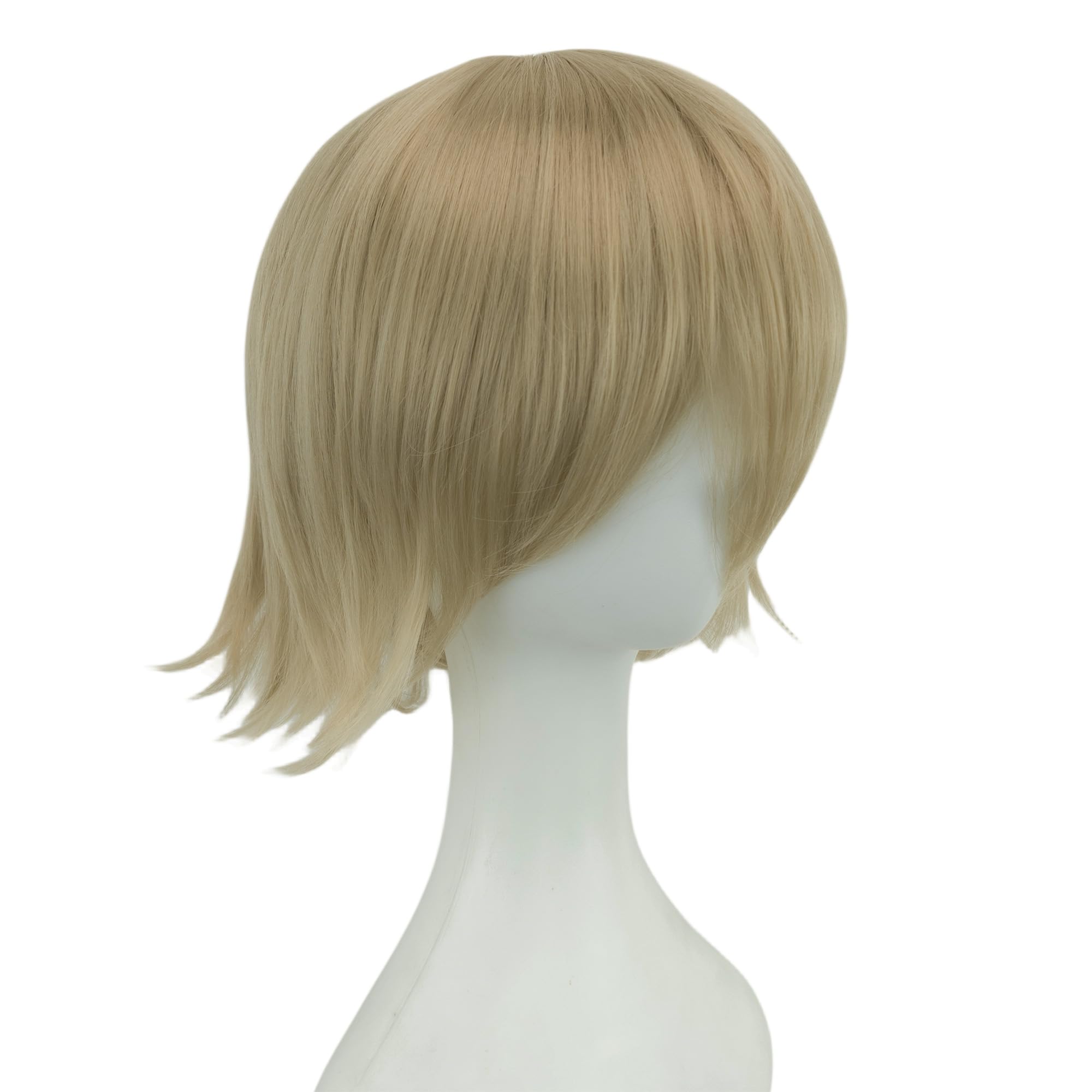 IMISSU 12Inches Unisex Short Hair Party BOB Wig with Bangs Halloween Costume Wigs (Ash Linen) - Image 4