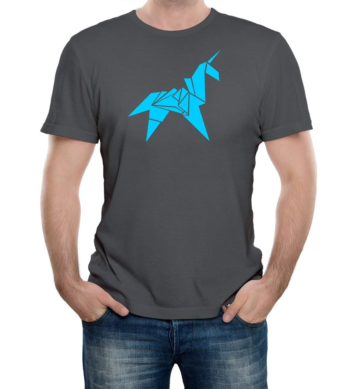 Reality Glitch Origami Unicorn T-Shirt Grey
