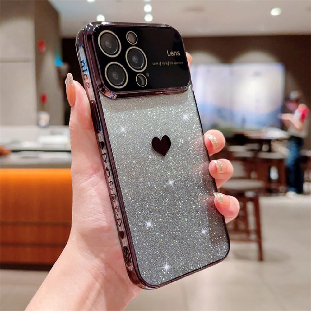 Coque iPhone 13 Pro Max paillettes dégradé noir avec protection d'objectif - 6