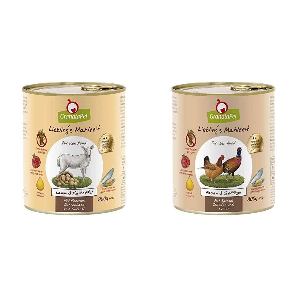 Liebling's Mahlzeit Nassfutter Lamm & Kartoffel, 6er Pack (6 x 800 g) & Nassfutter Fasan & Geflügel, 6er Pack (6 x 800 g)