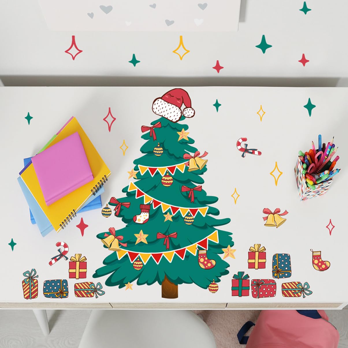 Hemobllo 10blätter Weihnachtsbaum Wandsticker Für Fenster Und Türen Selbstklebende Dekoration Für Wohnzimmer Kinderzimmer Weihnachten Material Langlebig Und Farbecht