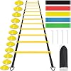 Speed Agility Training Equipment Set, 12 Rung 20Ft Adjustable Agility Ladder, 12 Disc Cones, 4 Steel Stakes, 4 Resistance Band for Speed Training, Football, Soccer, Footwork
