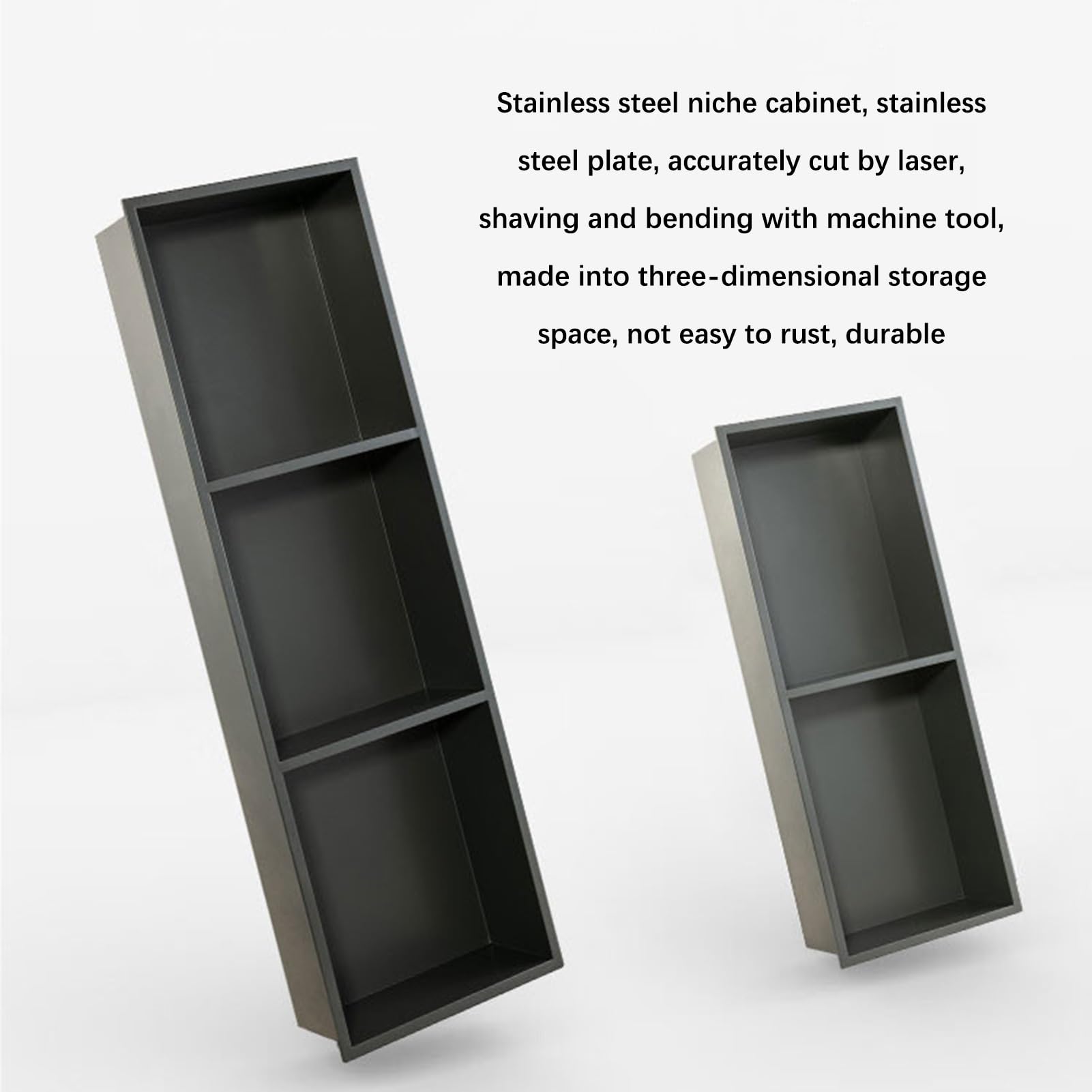 Mensola da parete in acciaio inox 304, impermeabile, per bagno, cucina, camera da letto, colore nero, 32 x 32 x 12 cm, ideale per shampoo e accessori