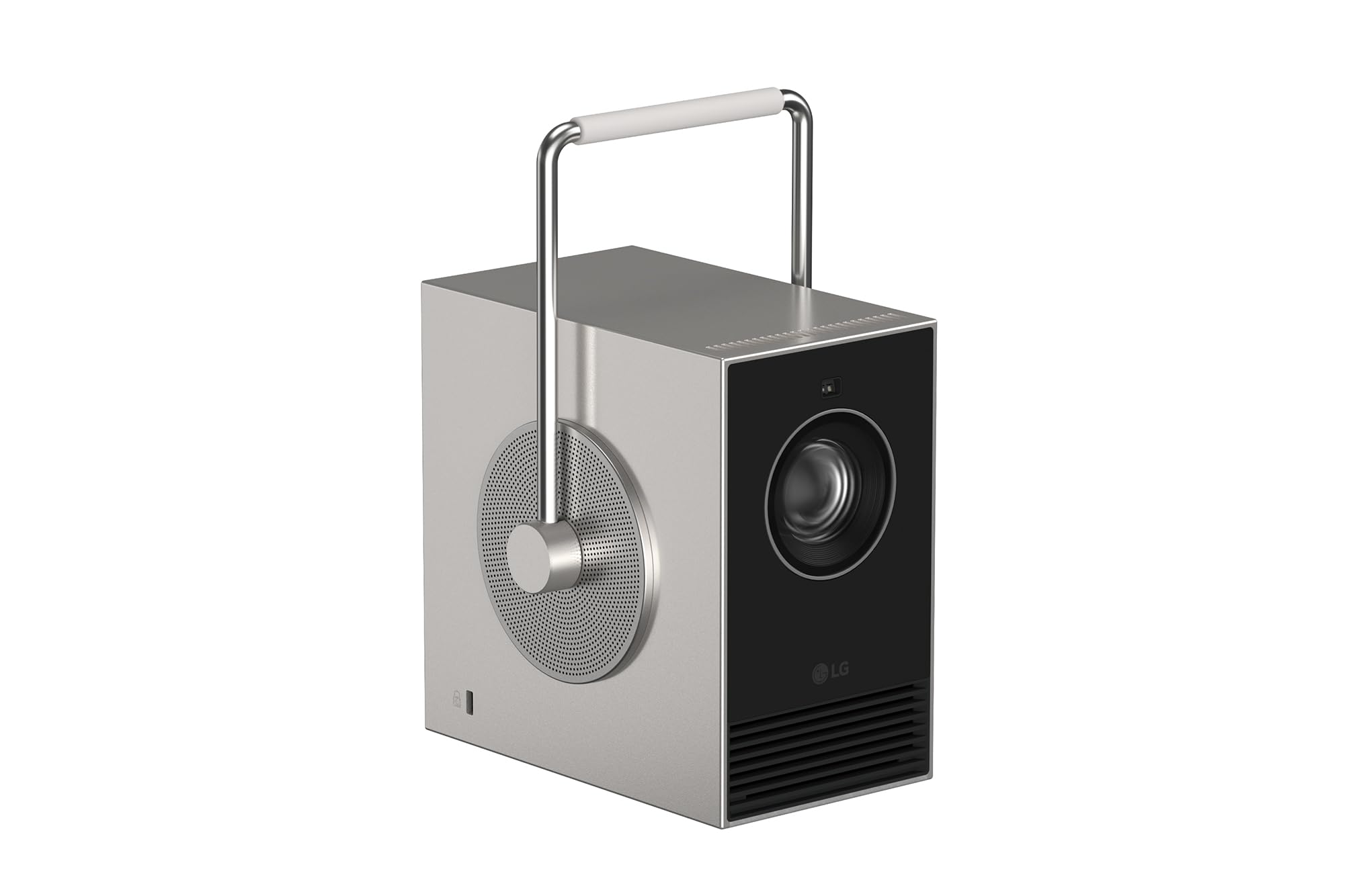 LG CineBeam Q Projecteur 4K UHD, 600 Lumens ANSI, Contraste 450 000:1, Laser RGB Triple, Design Compact avec Poignée Rotative 360 Degrés, Écran jusqu'à 120 Pouces, Modèle PU600U