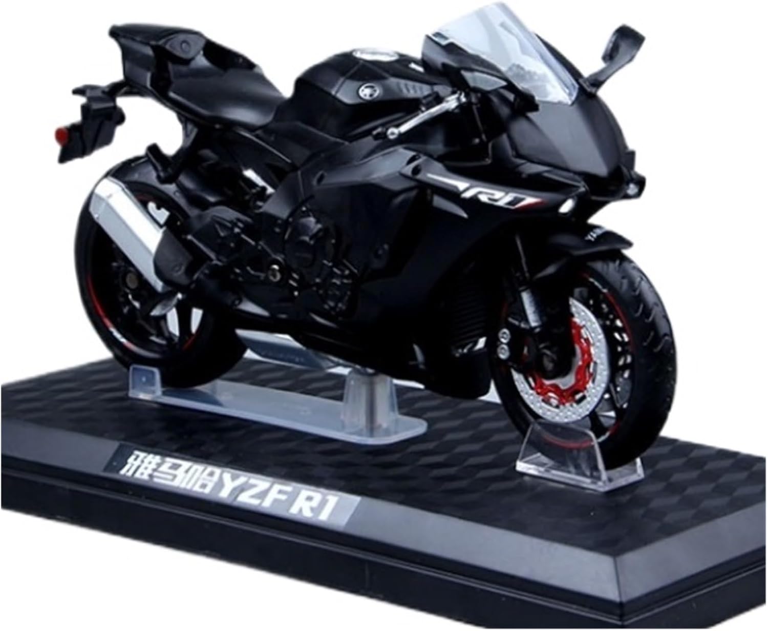 Scale Model 1:12 Scale for Yamaha R1 Motorcycle Model Kit Black Static Die Cast Collection Dust Cover Version Collectible Ornaments