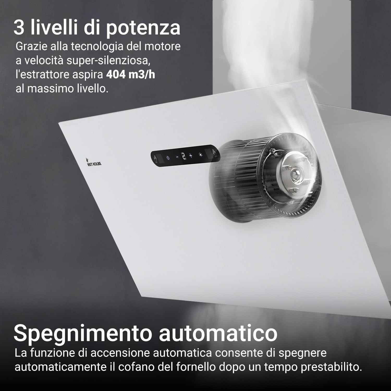 KKT KOLBE BASE6002W - Cappa aspirante da 60 cm A+++ | scarico dell'aria di ricircolo | protezione da parete | bianco | metallo | illuminazione a LED | controllo gestuale | SensorTouch | filtro ai