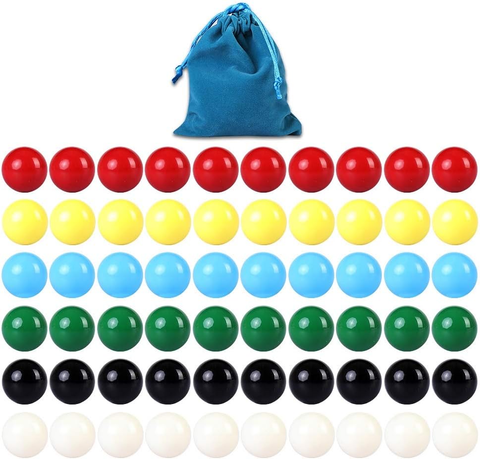 9/16inch Game Replacement Marbles Balls,60pcs Solid Color Acrylic Balls for Chinese Checkers,Aggravation Game,Marble Run DIY Decoration(6 Colors)