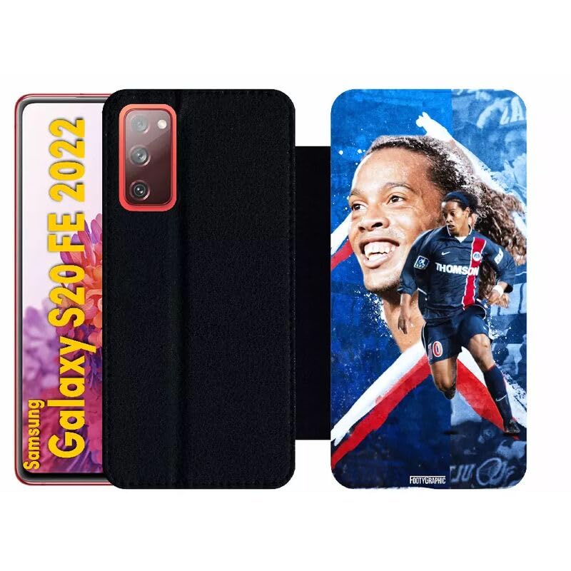 Etui à rabat Galaxy S20 FE simili-cuir noir Ronaldinho Paris Foot