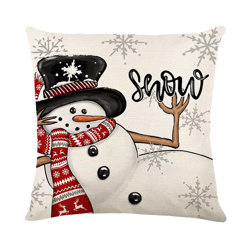 BCKAKQA Set of 4 Christmas Throw Pillow Cases 18 x 18 inches Red Xmas Cushion Covers 45x45cm Linen Square Throw Pillow Covers for Living Room Bedroom Sofa Couch Bed Cushion Cases - Image 2