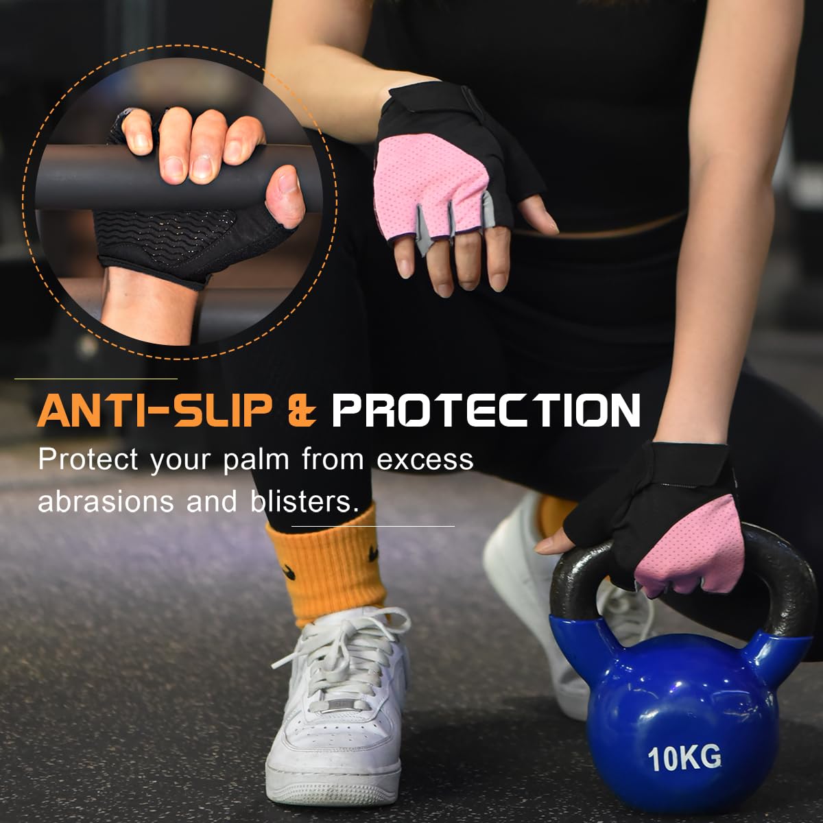 Sunnex Gym Gloves for Women, Workout Gloves Women, Fingerless Gloves for Weightlifting, Lightweight Breathable Fitness Gloves, Sports Gloves for Training Lifting Weight Cycling Climbing Rowing