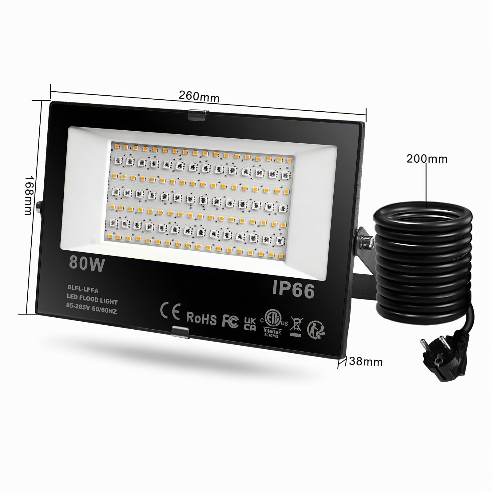 DUSKTEC Projecteur LED RGB 80W Lot de 2 avec Prise, Dimmable, Étanche IP66