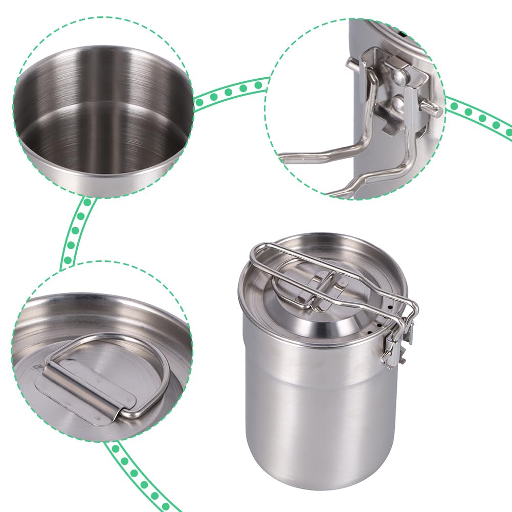 Camping Topf Deckel und Faltbarem Griff 1L Tragbarer Picknickherd | Kochtopf für Gaskocher Edelstahl Kochgeschirr Faltbar Tasse Mit Klappgriffen Picknick Wandern Rucksack Tragbarer Picknickherd