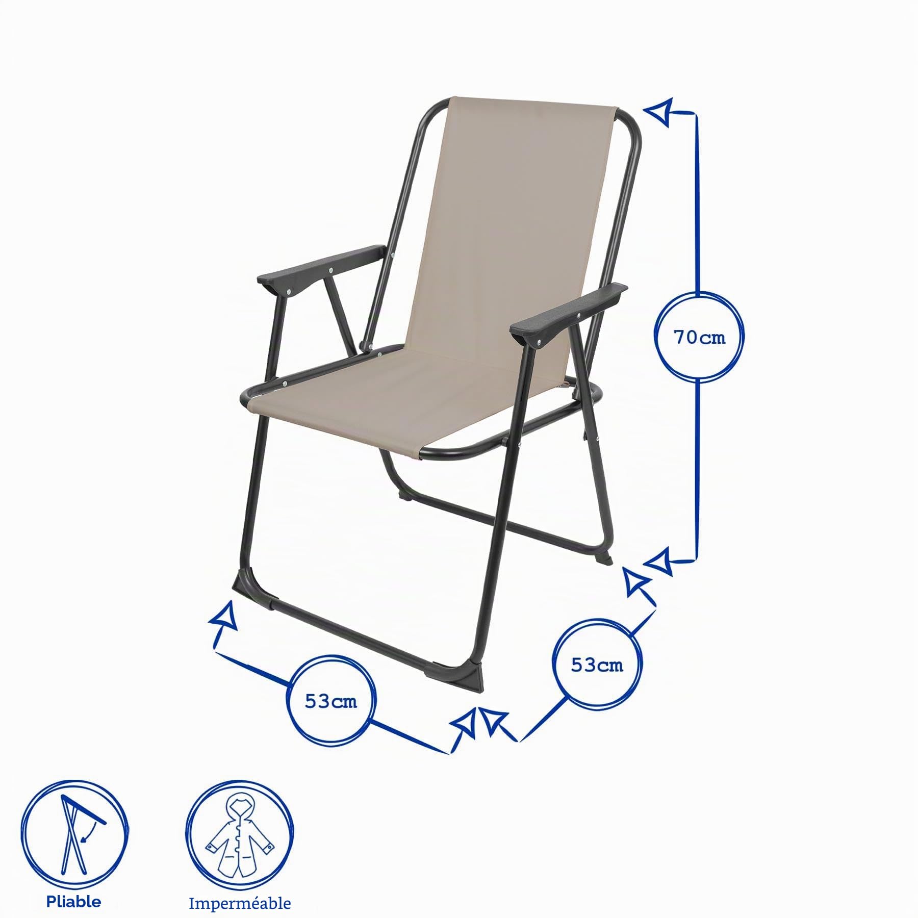 Harbour Housewares Chaises Pliantes en métal Plage - Camping en Plein air de Pique-Nique en Toile Fauteuil - Red Stripe - Lot de 2