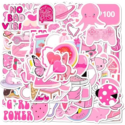 Qpout 100pcs Pink Preppy Stickers Set Cover